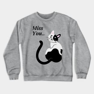 Cute White & Black Cat Crewneck Sweatshirt